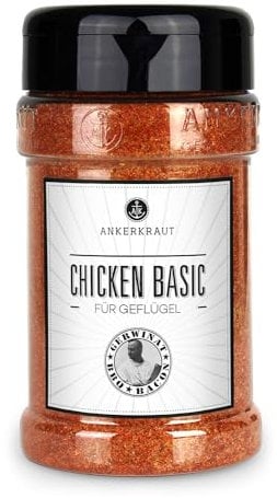 Ankerkraut Chicken Basic, Salz mit Gewürzen, Chicken-Wings würzen, ohne Zwiebel und Knoblauch, leckere Kreation der Landschlachterei Gerwinat, 340 g im Streuer