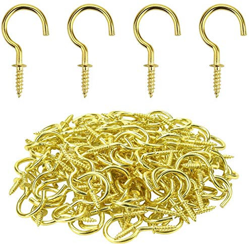 Powlankou Schraubhaken für Decken, 2,5 cm, Messing, 120 Stück