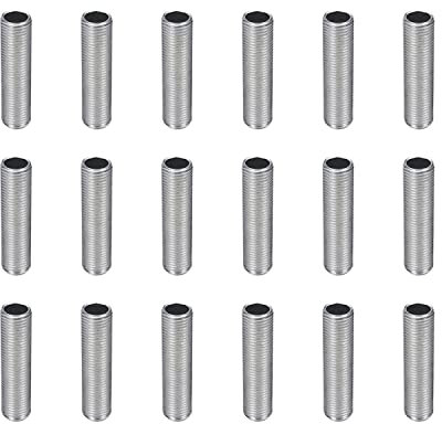 Othmro 10 Stück verzinkte Lampenrohrnippel, M10 Gewinde 40 mm Länge 1 mm Teilung Hohllampen Reparaturteil Hardware für Lampenleuchten, verzinkt, silberfarben, mit Gewinde