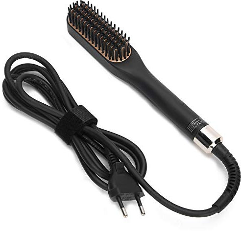 Plancha para la barba, peine calefactado para hombres, mini peine de pelo liso multifuncional y práctico para peinar el cabello para mujer(European plug)