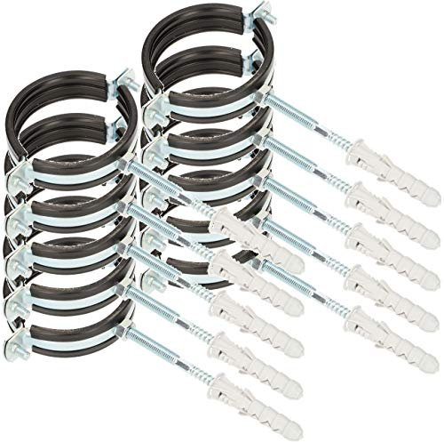 KOTARBAU® Lot de 10 pièces Support de tuyau 2,5 '' Collier de serrage avec Joint en caoutchouc Collier de montage Anti-vibration pour Conduits ronds Conduits de ventilation