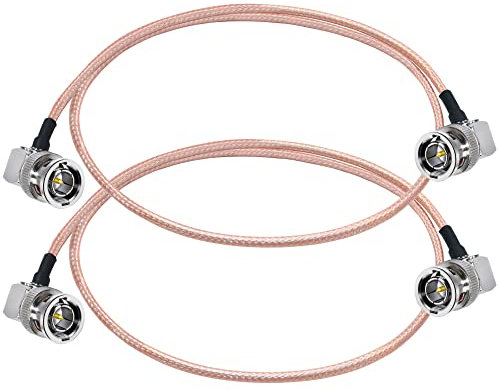 TUOLNK Cable BNC 75ohm Macho en Ángulo Recto a BNC Macho en Ángulo Recto, RG179 20 Pulgadas (50 cm), Antena WIFI, Puente de Coleta, Cable de Video HD SDI - Paquete de 2
