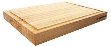 WoodForChef Klassisches wendbares Schneidebrett aus Ahorn, 40,6 cm, mit Saftrille