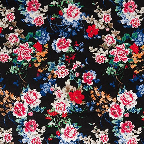 DéVa Dekostoff Baltrum Blumen in 1,4m Breite (METERWARE) - Baumwollstoff Stoff aus 100% Baumwolle - Baumwolljersey