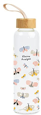 Grafik-Werkstatt Trinklasche aus Glas mit lustigem Spruch | mit Griffschlaufe | 550 ml | Kleine Auszeit, Bunt, 61670