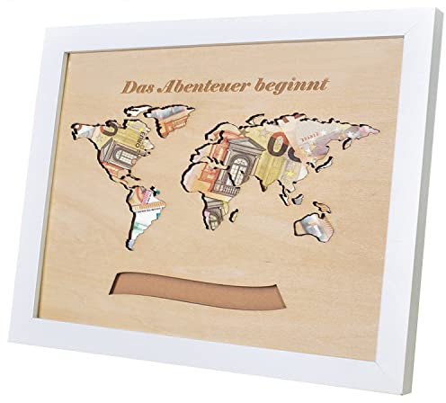 Geldgeschenk Verpackung,Hochzeitsgeschenke für Brautpaar,Geldgeschenk Weltkarte mit Bilderrahmen | Individuelles Geschenk,Jugendweihe,Konfirmation,Geburtstag