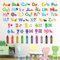 DECOWALL DS8-8044 Farbige mit Tier alphabet zahlen wandtattoo kinderzimmer dekor abziehen und aufkleben entfernbares abc baby spielzimmer englische kinder lernen