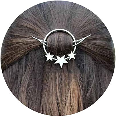Dervivea Minimalistischer Hohler Kreis Haripin Haarspange Silberner Stern Haarspange Barrette Geometrie Kreis Haarspangen Barrette Offener Kreis Haarnadel Headclip Accessoire Für Frauen Und Mädchen