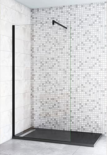 Aica Sanitär Walk in Dusche 140cm Duschabtrennung Walkin Duschwand 8mm Nano Klarglas H200cm