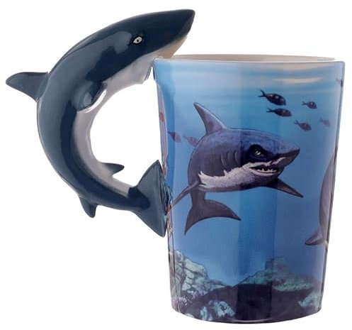 Caribou Living Shark Handle Mug Cup Novelty Sea Life Aquatic 380ml for Hot Drinks Coffee Tea Hot Chocolate
