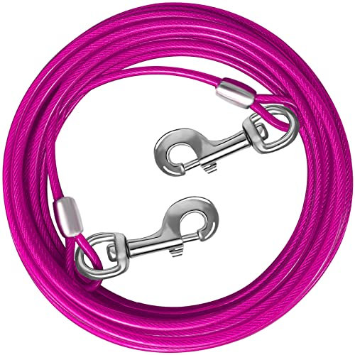 HaiYUAN Hundekabel, 3,5 m, 5,1 m, 6,1 m, 25,3 m, Hundeleine für Hof, Stahldraht, Hundekabel mit langlebigen, hochwertigen Clips, Blaue Hundeketten für den Außenbereich