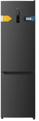 Cecotec Frigorífico Combi Bolero CoolMarket Combi 356 Dark E. Compresor Inverter Plus Frigorífico Combi Inox Oscuro 200X59.5Cm, 356L, No Frost, Clase E, Multiairflow, Fast Cooling, Puerta Reversible