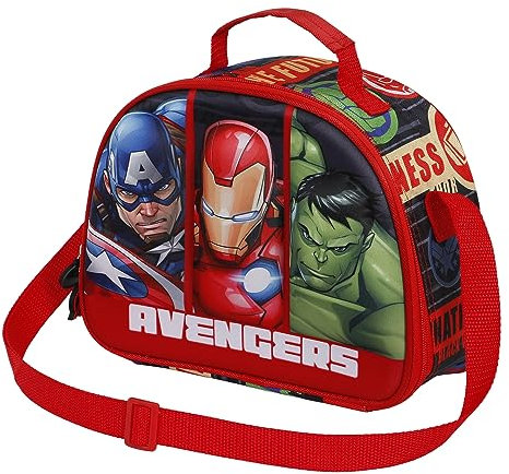 Marvel Los Vengadores Union-Bolsa Portamerienda 3D, Rojo, 25.5 x 20 cm
