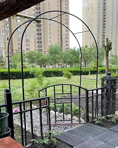 YOXALL Rosenbogen für Hochzeit Deko Torbogen Rankhilfe Garten Bogen Rosenhilfe Rankbogen Rankgitter Metall Innen Außenbereich Gartenhaus Pergola Verzinkt (Color : Schwarz, Size : B80 x H200cm)