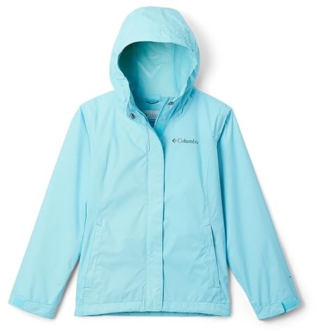 Columbia Girl's Arcadia Jacket, Waterproof Rain Jacket, Aquamarine, Size XS
