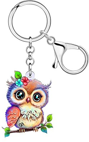 WEVENI Acrylic Cartoon Owl Keychain Charms Cute Owl Jewelry Accessories for Women Girls Bag Wallet Car Charms