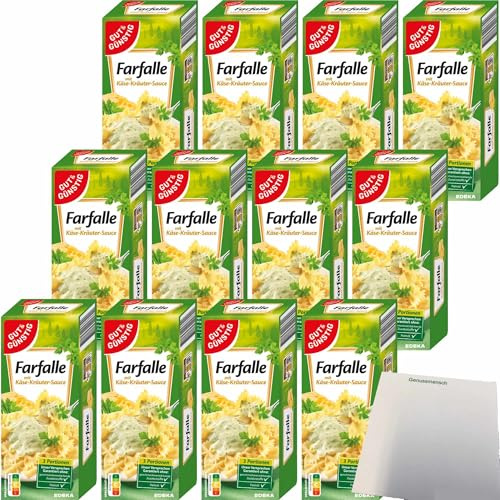 usy Bundle für Gut&Günstig Farfalle mit Käse-Kräuter-Sauce 12er Pack (12x266g Packung) + usy Block