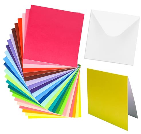 48 Bunt Papier Briefumschläge Karten Set 6x6 inch mit Umschläge Blanko Falt-Karten Klappkarten für Hochzeit Geschenk Grußkarten Einladung (15x15cm)