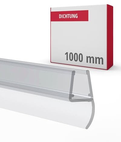 Gedotec Joint Central 180° | Joint de Porte de Douche Avec Lèvre Latérale | Longueur 1 m | 6-8 mm | PVC Imperméable Pour Sol en Verre