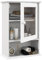 COSTWAY Bathroom Wall Cabinet, Wooden Storage Cupboard with Single Door and Open/Adjustable Shelf, Wall Mounted Medicine Cabinet for Bathroom Living Room Hallway (White)