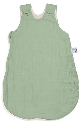 pic Bear Baby Schlafsack atmungsaktiv 0.5 TOG, Musselin, Leicht & 100% Baumwolle (grayed jade, 62/68 cm)