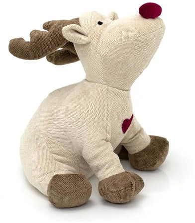 Carousel Home Rudy Red Nosed Reindeer Doorstop Fabric Door Stop Animal Doorstop | Novelty Indoor Deer Shaped Christmas Door Stop | Decorative Weighted Door Stopper - 1.5kg