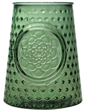 Fuchs Design PureCycle Valencia M dunkelgrün Windlicht Vase Gemustert, aus recyceltem Glas