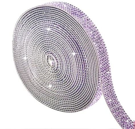 SYSUII 5 Yards Strass Selbstklebendes Band Kristall Diamant Aufkleber Harz Diamant Band DIY Bling Selbstklebende Aufkleber Strassband für DIY Hochzeit Geburtstag Party Handwerk Telefon -Lila