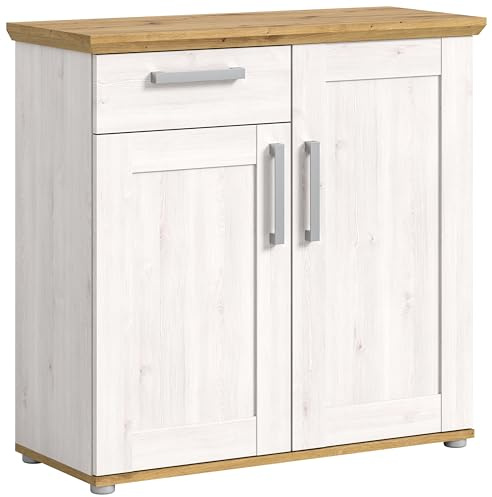 xonox.home - Kommode Verona 95x92x39 cm in Sibiu Lärche und Artisan Eiche - Beischrank Sideboard Highboard Anrichte Schrank - Zeitloses Design