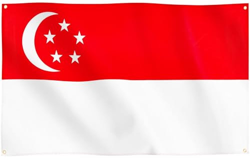 Runesol Singapur Flagge, 91x152 cm, 4 Ösen, Chinesisches Neujahr, Neujahr des Mondes, eine in jeder Ecke, Nationalflagge, Horizontal zweifarbig, Premium-Flaggen für drinnen und draußen, Cricket