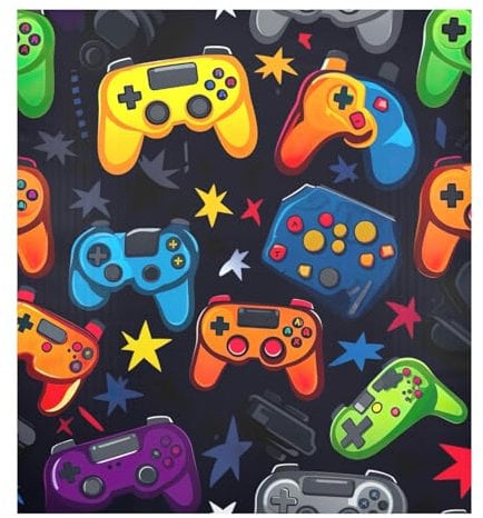 Video Game Player with Colored Game Controllers Fridge Magnet, Dishwasher Stainless Steel Cover, Decorative Magnet Dishwasher
