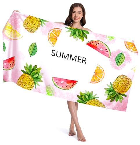 MQVXT Microfaser Strandtuch,Mikrofaser Handtücher Damen Mädchen Badetuch,Sandabweisend Schnelltrocknend Mikrofaser Strandtuch Groß, für Strand/Poolside/Strandstühle (Sommerfrüchte)