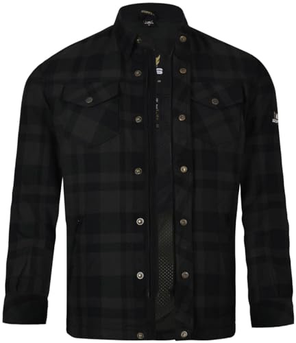 Bores Lumberjack Jacken-Hemd Basic Herren Motorradjacke Schwarz/Dunkelgrau M