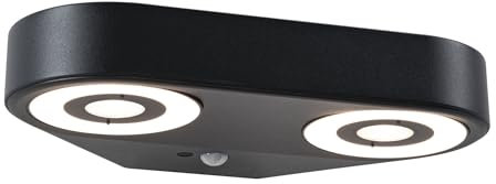 Paulmann 94866 LED Außenwandleuchte Silma Bewegungsmelder zweifacher Lichtaustritt IP44 280x176mm 3000K 2x5,5 / 2x0,7W 2x600lm 230V Anthrazit