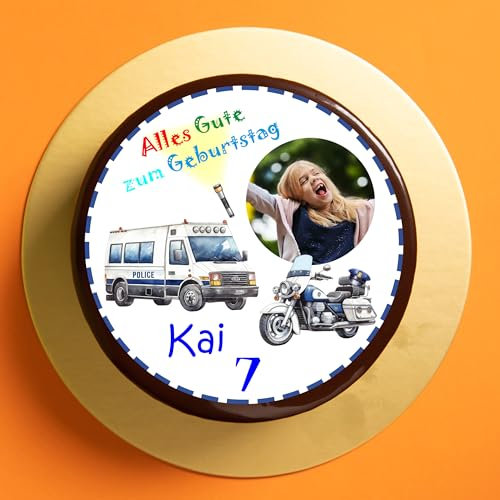 Tortenaufleger Muffinaufleger POLIZEI mit Foto | Geburtstag | Mädchen Junge aus Fondant | Oblate | Dekorpapier