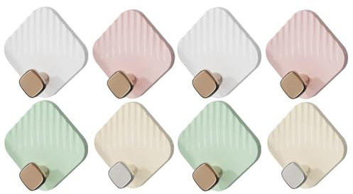 Koomuao Jumuao 8 Stück Selbstklebende Haken,Wandhaken ohne Bohren(max 2.5 kg),Wasserfeste Klebehaken Extra Stark,Wandhaken Selbstklebende für Badezimmer Küche Wohnzimmer (Gemischte)