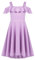 Arshiner Abito per Ragazze Estivo Abiti per Bambini Senza Spalle Bellissimo Vestito da Sera A Pieghe Tinta Unita Principessa Festivo Viola 8-9 Anni