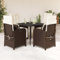 Keyroto Polyrattan Sitzgruppe mit 4 Gartenstuhl Hochlehner Verstellbar Garten Essgruppe 4 Personen Rattan Gartenmöbel Set Garten Essgruppe Gartengarnitur Sitzgarnitur Braun Type-170