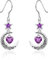 Qings Orecchini Luna con Pendenti Febbraio Ametista Argento 925 Orecchini Stella e Luna crescente Celtica con Pietra di Nascita di Cuore per Donne