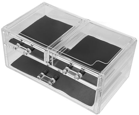 NUOBESTY Acrylic Three Drawer Counter Storage Makeup Organizer Small Desktop Cosmetics Storage Box for Vanity Drawer Skincare and Makeup Organising