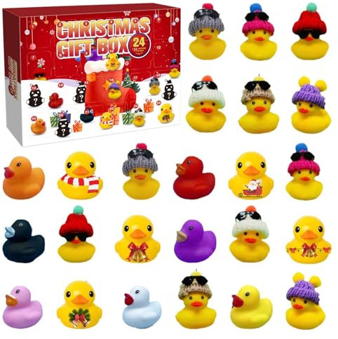 Adventskalender Enten 2024, Adventskalender 2024 Kinder, 24 Weihnachten Quietscheenten Enten Weihnachts Enten Adventskalender Weihnachts Kleine Gelbe Ente Set Für jungens Mädche