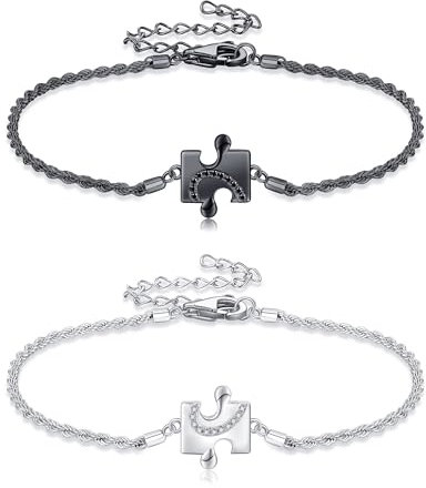 ONEFINITY Passende Armbänder 925 Sterling Silber Puzzle Paararmbänder Fernbeziehungsarmbänder Paarschmuck Valentinstagsgeschenk für Freund Freundin Männer Frauen Sie und Ihn