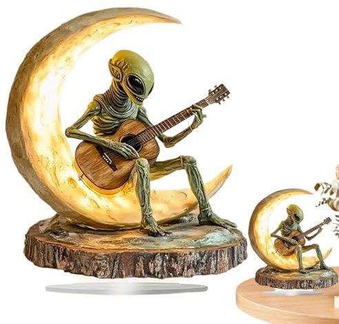 Samuliy Alien Schreibtisch - Boho Decor Alien Figur Alien Decor - Alien Figur Schreibtisch, Mond Gitarristen Acryl Couchtisch Skulpturen, Heimdekoration