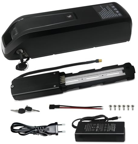 UBETTER 48V Ebike Akku 48V 10Ah Elektro-Fahrrad Batterie mit 30A BMS, 2A Schnell-Ladegerät, USB Ausgang, Sicheres Schloss, Led-Anzeigeleuchte, 5 Pin Grundplatte, für 0-1400W Motor