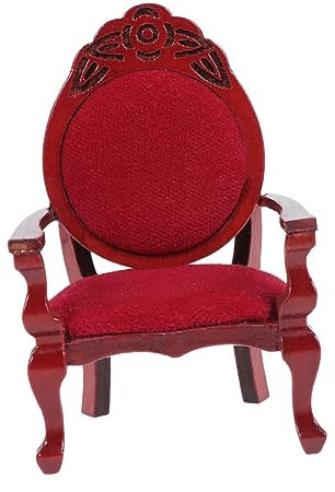 IMIKEYA Miniatur Holz Stuhl Geschnitzt Retro Flügellehne Puppenhaus Möbel Mini Wohnzimmer Dekoration Sicher Leicht Detailreich