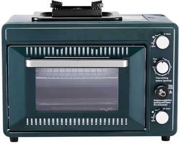 VEVOR Estufa de camping portátil 2 en 1, velocidad de fuego ajustable, temporizador de 60 minutos, resistente al viento, con parrilla y bandeja para asar, para camping, pícnic en el jardín, cocinar al