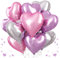 Palloncini a forma di cuore in lamina rosa viola, 45,7 cm, 12 pezzi, rosa lavanda e argento metallizzato, palloncini a forma di cuore viola chiaro a forma di cuore, in Mylar per feste di compleanno e