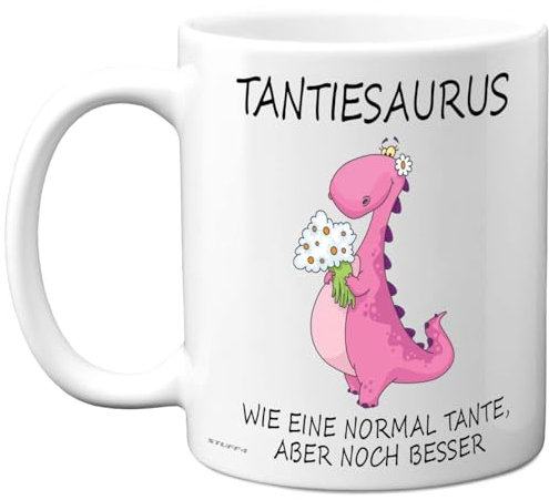 Tantiesaurus Tasse Tante Geschenk – Lustige Geburtstagsgeschenke für Tante, Weihnachten Geschenkidee – 11oz Kaffeetasse Keramik, Mikrowellen- & Spülmaschinenfest, Geschenk von Nichte Neffe