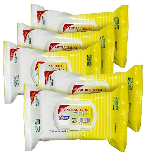 Easyclean Antibacterial Biodegradable Disinfectant Wipes,5 Pack of 80 (400 Wipes) Citrus Zest & Lemon Fragrance, Effective Mould Mildew Remover, Ideal For Home Cleaning & Multi-Surface Use