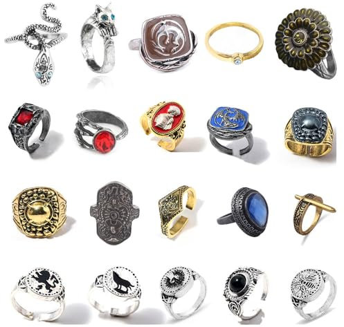 JUSONGKWCP 20 Pcs Darksoul Ringe Darksoul Figur Ring Cosplay Accessories Vintage Punk Schmuck Rings Jewelry